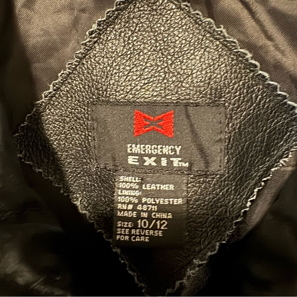 Emergency Exit 100% leather kids jacket size 10/12 - Picture 2 of 5
